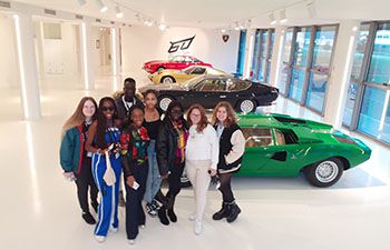 Students at the Lamborghini museum