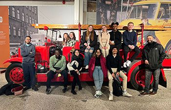 Students visiting the Volvo museum