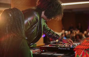 June Reid (left) and Lynda Rosenior-Patten DJing (photo: Diensen Pamben)