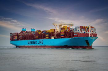 Shipping container ship on the sea