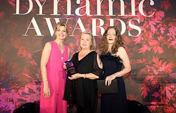 Photo of Comedian and writer Jo Caulfield, winner Susan Fleet MBE and Business School Professor Debbie Keeling