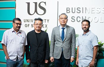 A photo of Prof Chirantan Chatterjee, Dr Youngha Chang, Prof Sangook Park from SNU, and Dr Adrian Ely