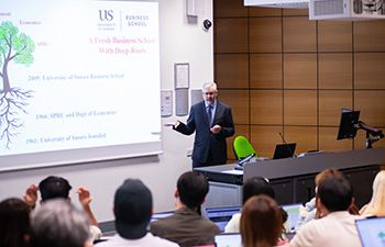 Professor and Head of SPRU Jeremy Hall introducing students to the programme