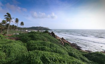 Landscape picture depicting the ocean and shores of the Arabian Sea, during the windy weather