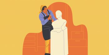 Illustration of a person working on a bust