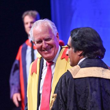Lord Peter Hain with Sanjeev Bhaskar, University of Sussex Chancellor