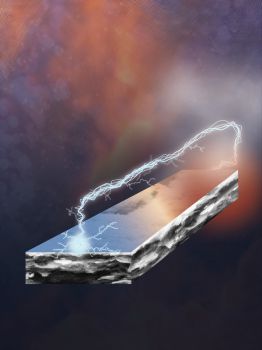 concept art showing printed graphene device generating electrical energy from temperature gradient