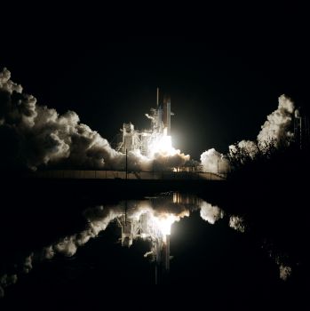 Photograph of a NASA space rocket launching