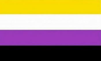 Horizontal stripes of yellow, white and purple (lavender)