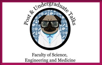 A pug dog wearing a labcoat and glasses