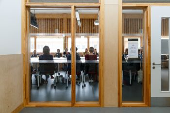 Doctoral researchers in a classroom