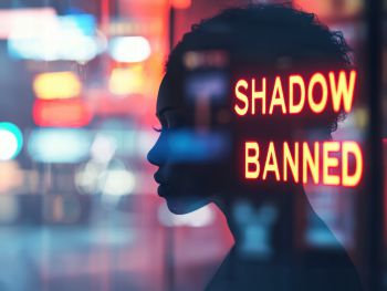 Image of female with wording Shadow Banning