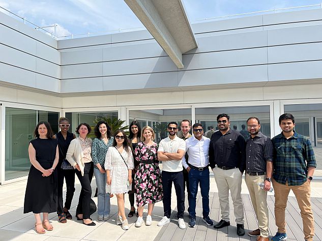 MBA students outside the Rossimoda shoe factory with talent acquisition and development manager Alessia Fiorotto, MBA director Zahira Jaser and deputy director Claire Tingsager